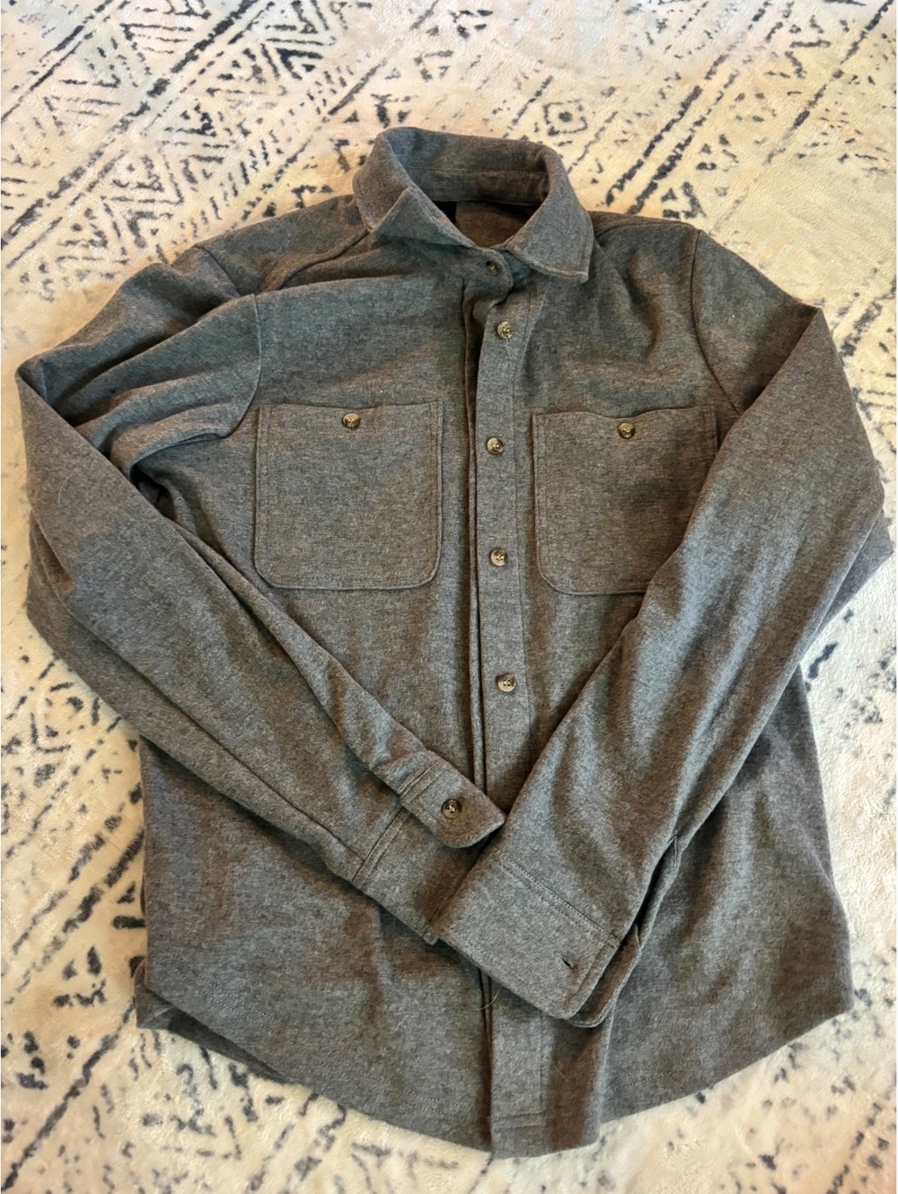 Interval Gray Button-Up Shirt with Chest Pockets, Size Small
